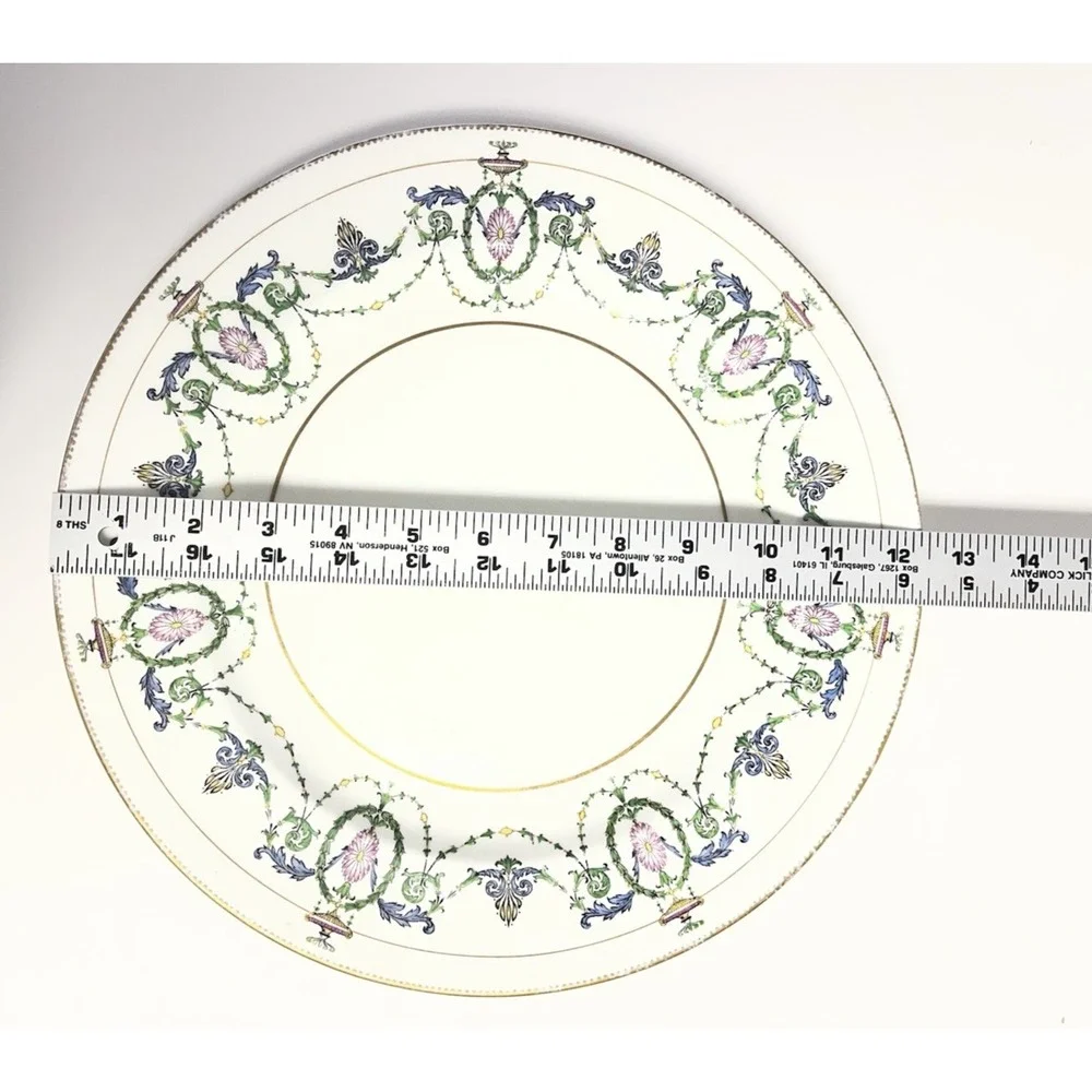 Minton H2581 Chop Plate Charger Garland Urns Floral Gold Pink Blue‎ Green 12.5